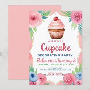Invitación Chica Fiesta decorador de tartas Cumpleaños