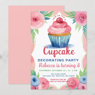 Invitación Chica Fiesta decorador de tartas Cumpleaños
