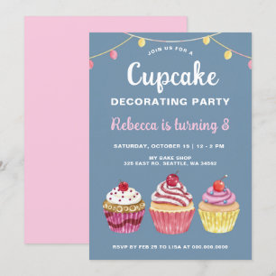 Invitación Chica Fiesta decorador de tartas Cumpleaños