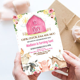 Invitación Chica Fiesta Granja de animales Barnyard Cumpleaño