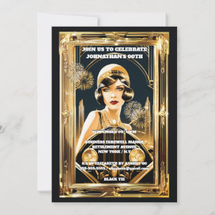 Invitación Chica flapper de Gatsby automóvil fiesta de los añ