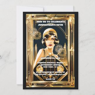 Invitación Chica flapper de Gatsby automóvil fiesta de los añ