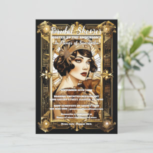 Invitación Chica flapper morena traje formal de fiesta de los