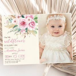 Invitación Chica Flor silvestre foto de Fiesta de cumpleaños 