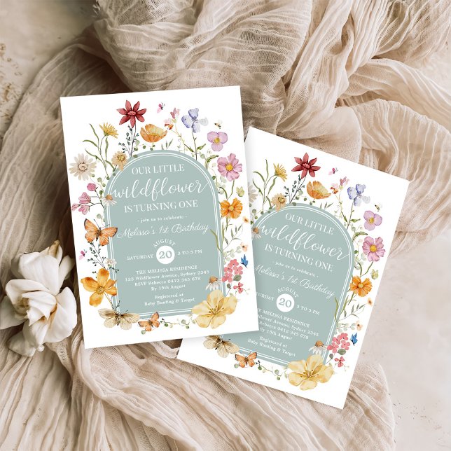 Invitación Chica Flor silvestre primer Fiesta de cumpleaños (Subido por el creador)