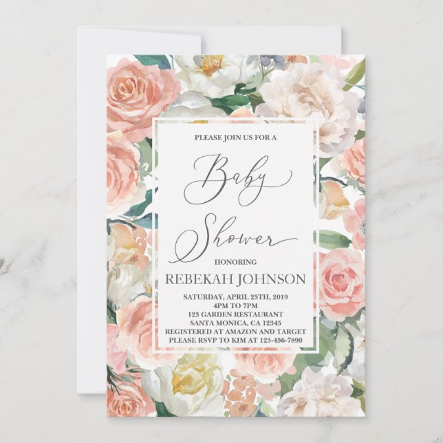 Invitación chica Floral Baby (Anverso)