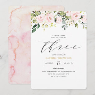 Invitación Chica Floral blanca y eucalipto de Rubor Tercer cu