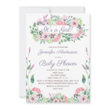 Chica floral color de agua verde rosa Baby Shower