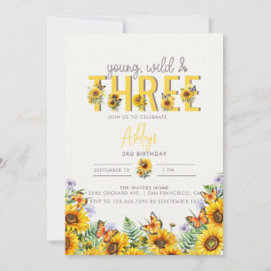 Invitación Chica floral Cumpleaños   3 cumpleaños