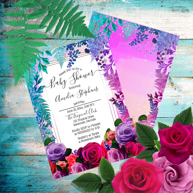 Invitación Chica Floral de Boho tropical salvaje Baby Shower (Subido por el creador)