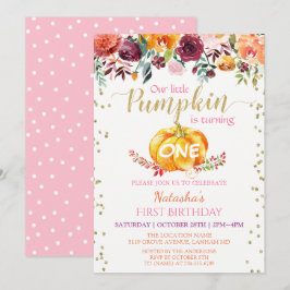 Invitación Chica floral de calabaza pequeña Bebé Primer Fiest