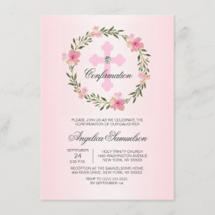 Invitación CHICA floral de la ceremonia de la confirmación