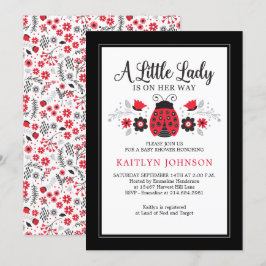 Invitación Chica Floral de Little Lady Ladybug Baby Shower