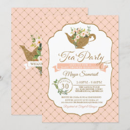 Invitación Chica floral de lujo Baby Shower de Rubor de la