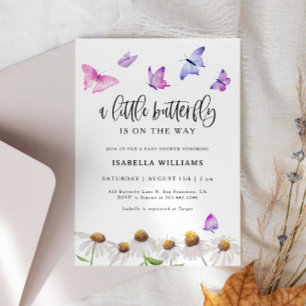 Invitación Chica floral de mariposa Baby Shower