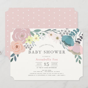 Invitación Chica floral de primavera Baby Shower rosa
