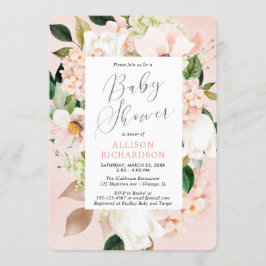 Invitación chica floral de primavera rosa Rubor de bebé