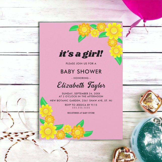 Invitación Chica floral de verano de girasol ruso Baby Shower (Subido por el creador)