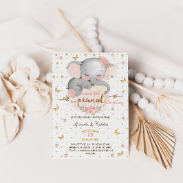 Invitación Chica Floral Elephant Baby Shower