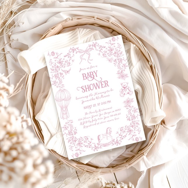 Invitación Chica floral gris rosado oscuro Baby Shower (Subido por el creador)