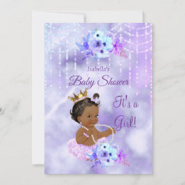 Invitación Chica floral morado Verde azulado Baby Shower Étni