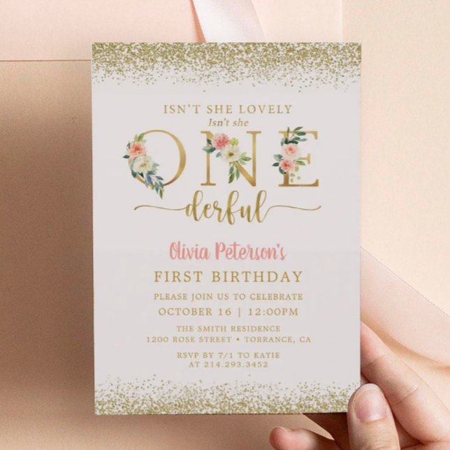 Invitación Chica Floral no es maravillosa el primer cumpleaño (Subido por el creador)