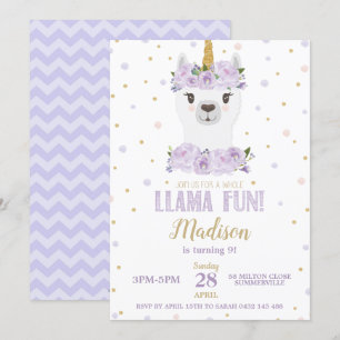 Invitación Chica floral púrpura de la fiesta de cumpleaños de