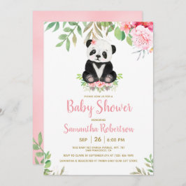 Invitación Chica floral rosa de Baby Shower cutáneo Rubor