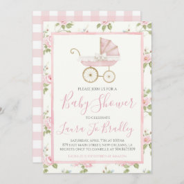 Invitación Chica floral rosa Preppy Southern Baby Shower