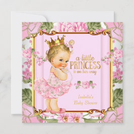 Invitación Chica floral rosa rosa de la princesa Baby Shower