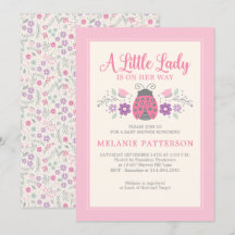 Chica Floral Rosa Rosa De Ladybug Cute Baby Shower