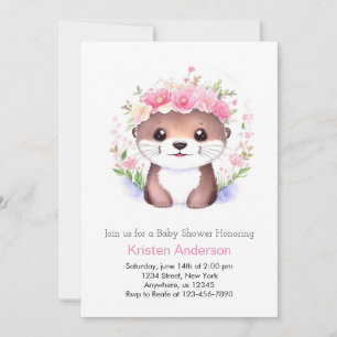 Invitación Chica Floral Rosa-Rosa Whimsy Baby Shower