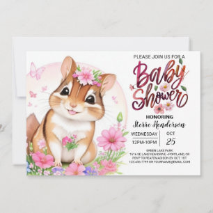Invitación Chica floral rosada Baby Shower
