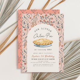 Invitación Chica floral rosada Cutie Pie Primer cumpleaños