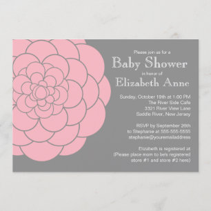 Invitación Chica floral rosado moderno Dahlia Bloom Baby Show