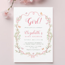 Invitación Chica floral Rubor Pink Blossom