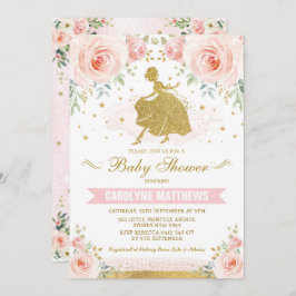 Invitación Chica floral Rubor Princesa Baby Shower