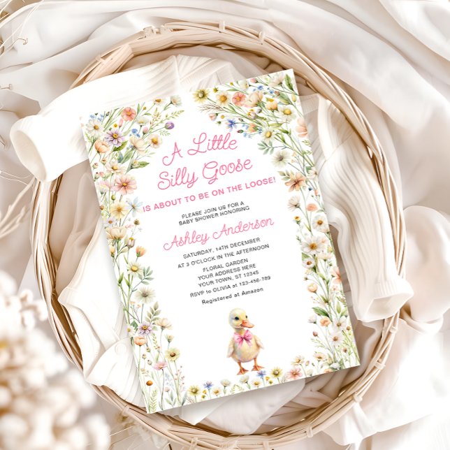 Invitación Chica Floral Silly Goose Baby Shower (Subido por el creador)