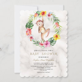 Invitación Chica floral tropical mono lindo Baby Shower