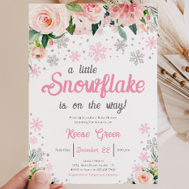 Invitación Chica Floral Un Copo de Nieve Baby Shower