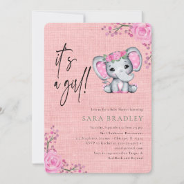 Invitación Chica Flores de elefante rústico en burlap