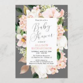 Invitación chica florido gris color gris color Rubor
