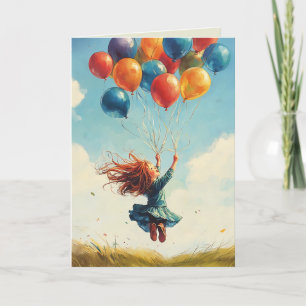 Invitación Chica flotante con globos