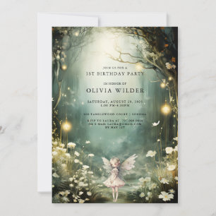 Invitación Chica Forestal Encantado Primer Cumpleaños Mushroo