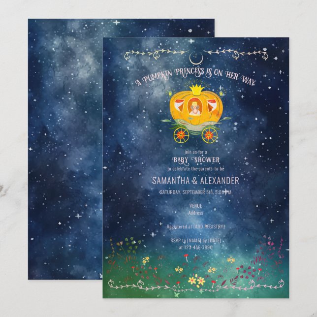 Invitación Chica forestal encantado Princesa de calabaza Baby (Anverso / Reverso)