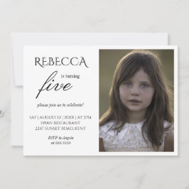 Invitación Chica foto simple fiesta de cumpleaños elegante