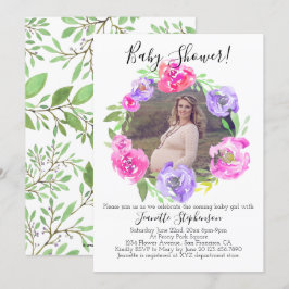 Invitación Chica fotográfico de flores acuáticas Baby Shower