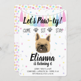 Invitación Chica Frenchie de Perro Cachorro de Pena de Cumple