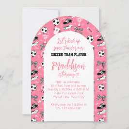 Invitación Chica Futbolista fiesta de cumpleaños giratorio ro