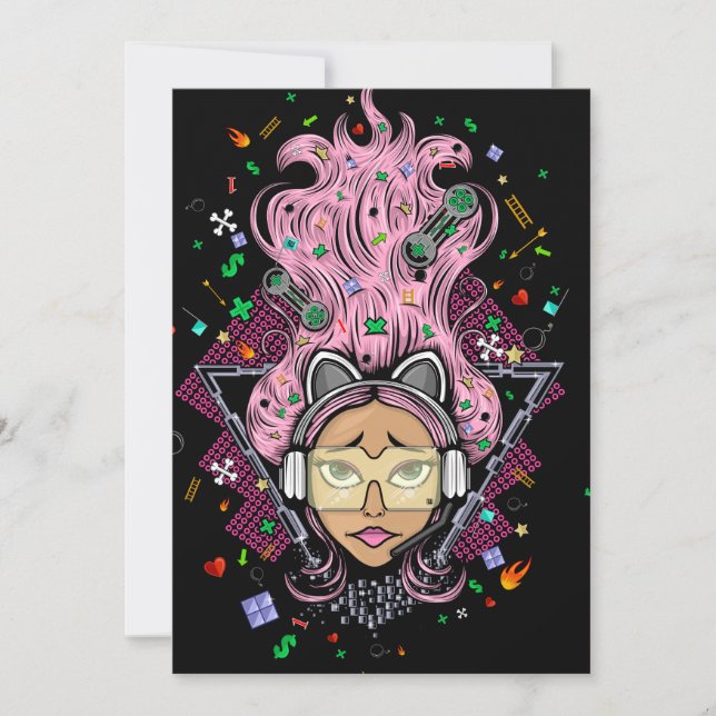 Invitación Chica Gamer (Anverso)